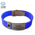 Factory directly custom hole adjustable ID silicone bracelet / wristband / rubber band with metal buckle
